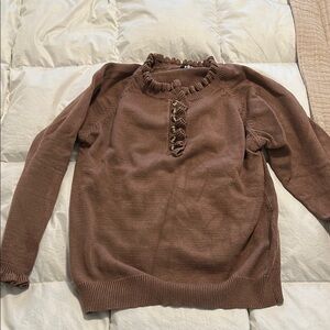 Brown Ruffled Sweater